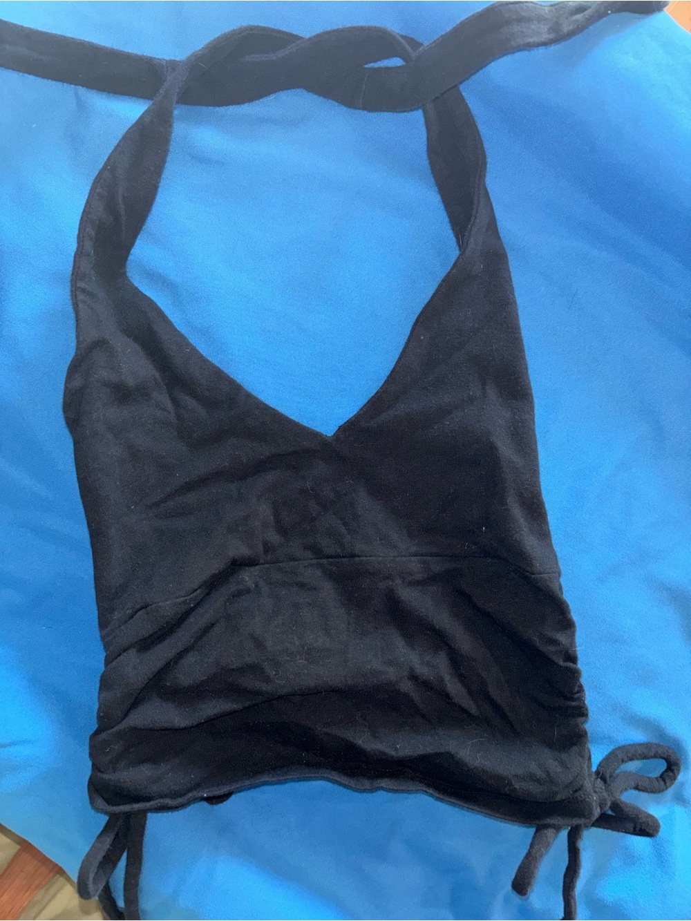 Hollister Black Halter Crop Top with Drawstring